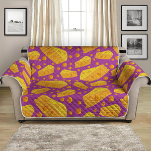 Purple Cheese And Holes Pattern Print Loveseat Protector