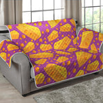 Purple Cheese And Holes Pattern Print Loveseat Protector