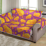 Purple Cheese And Holes Pattern Print Loveseat Protector