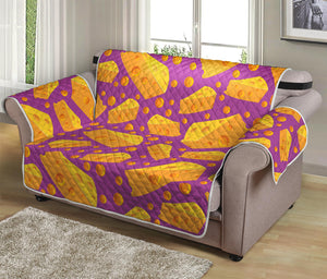 Purple Cheese And Holes Pattern Print Loveseat Protector