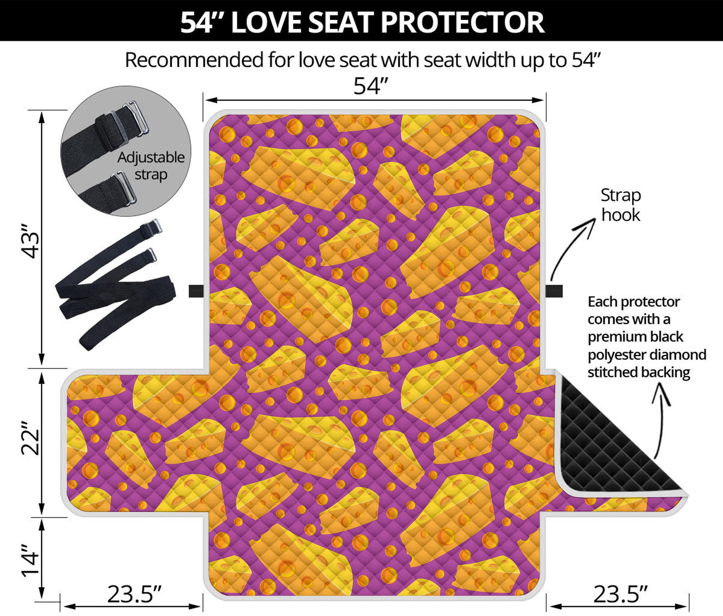 Purple Cheese And Holes Pattern Print Loveseat Protector