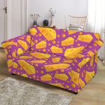 Purple Cheese And Holes Pattern Print Loveseat Slipcover