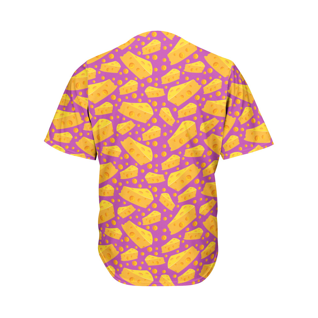 Purple Cheese And Holes Pattern Print Men's Baseball Jersey