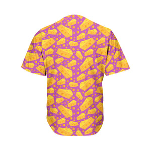 Purple Cheese And Holes Pattern Print Men's Baseball Jersey