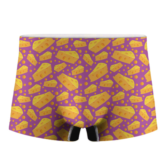 Purple Cheese And Holes Pattern Print Men's Boxer Briefs
