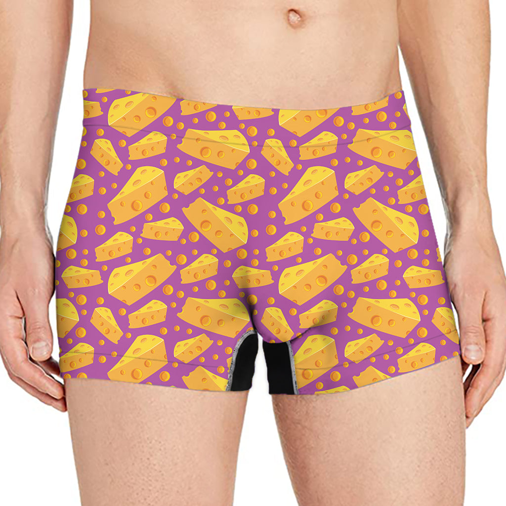 Purple Cheese And Holes Pattern Print Men's Boxer Briefs