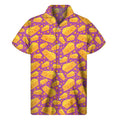 Purple Cheese And Holes Pattern Print Men's Short Sleeve Shirt