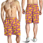 Purple Cheese And Holes Pattern Print Men's Shorts