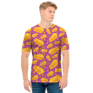 Purple Cheese And Holes Pattern Print Men's T-Shirt