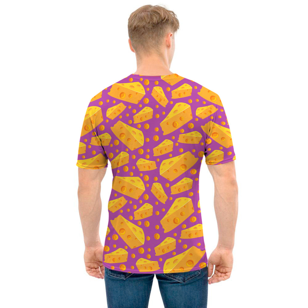 Purple Cheese And Holes Pattern Print Men's T-Shirt