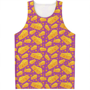 Purple Cheese And Holes Pattern Print Men's Tank Top