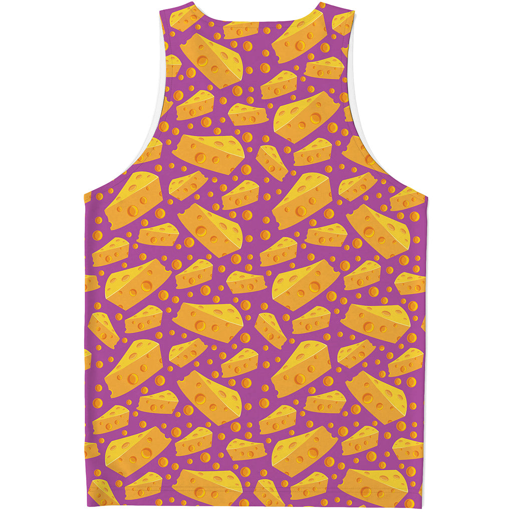 Purple Cheese And Holes Pattern Print Men's Tank Top