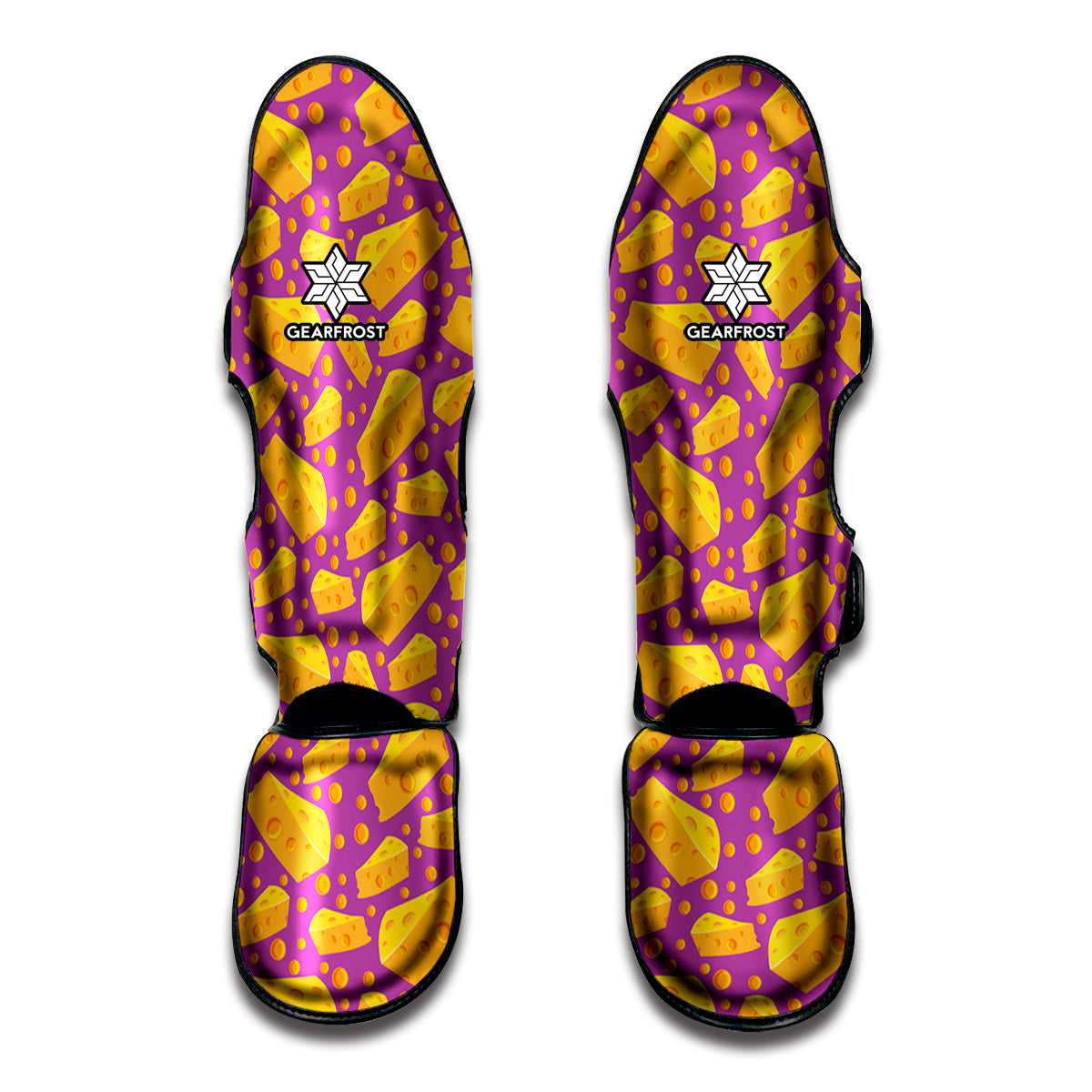 Purple Cheese And Holes Pattern Print Muay Thai Shin Guard