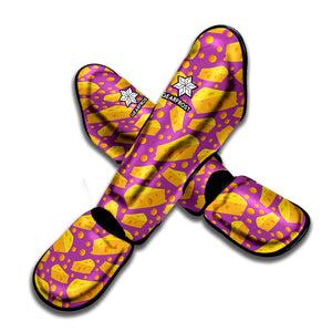 Purple Cheese And Holes Pattern Print Muay Thai Shin Guard