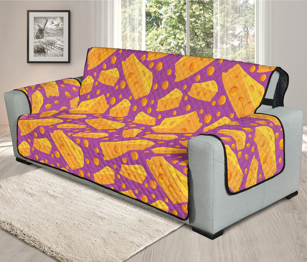 Purple Cheese And Holes Pattern Print Oversized Sofa Protector