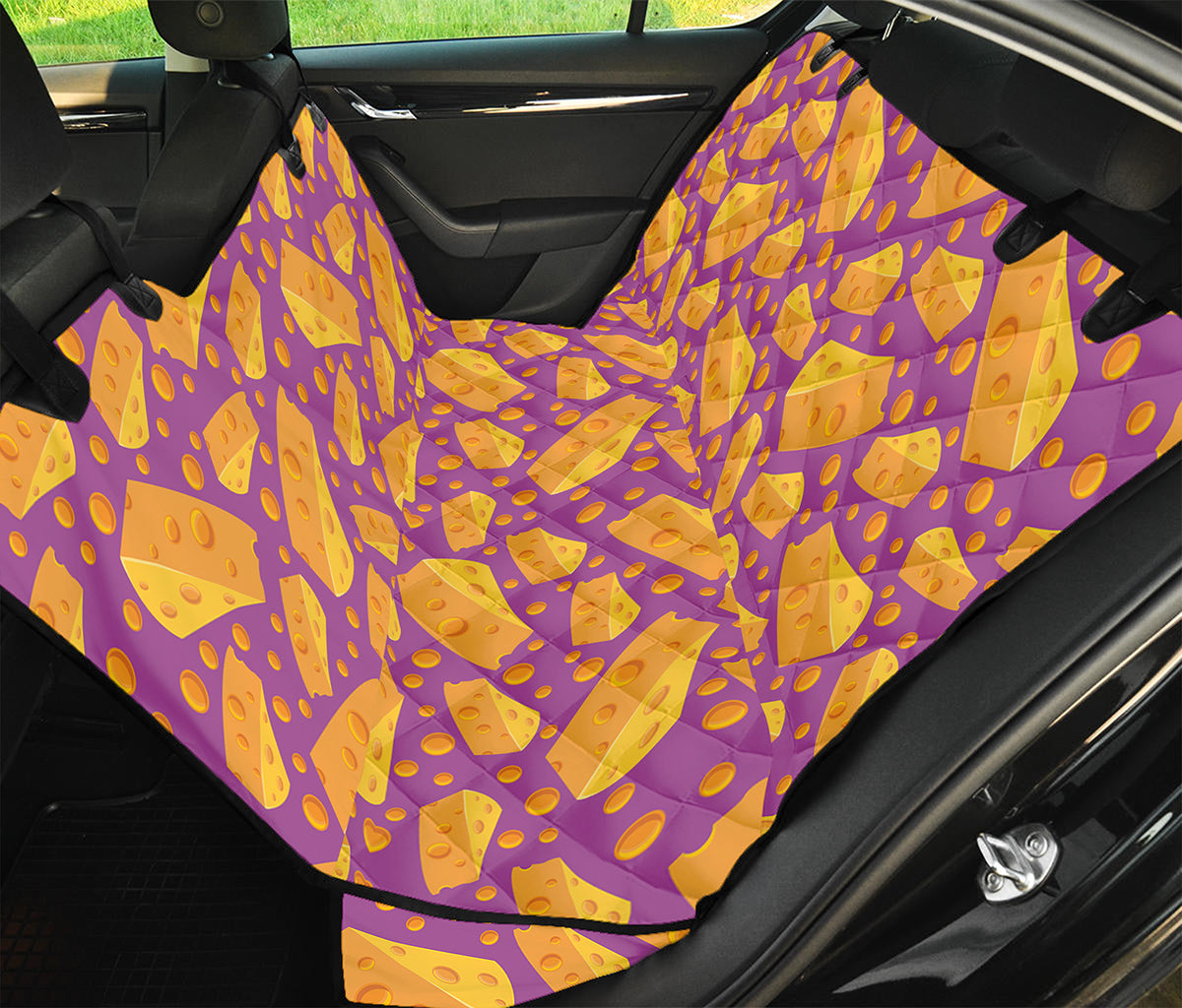 Purple Cheese And Holes Pattern Print Pet Car Back Seat Cover