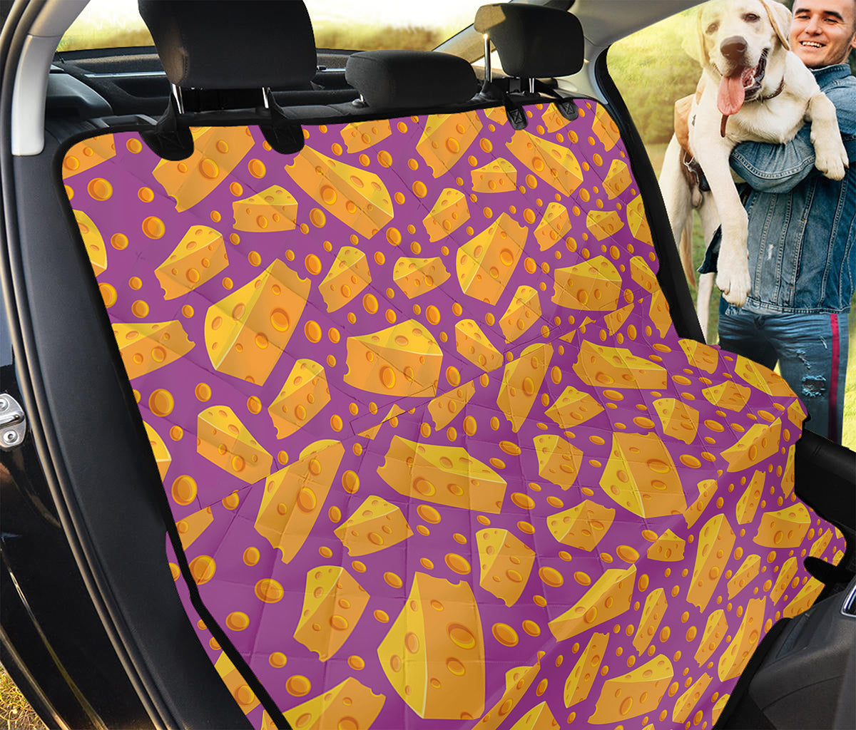 Purple Cheese And Holes Pattern Print Pet Car Back Seat Cover