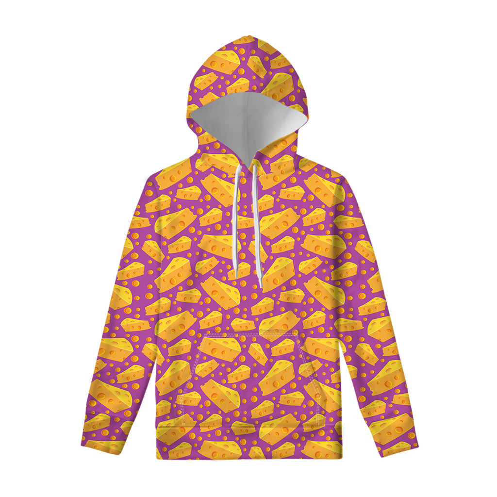 Purple Cheese And Holes Pattern Print Pullover Hoodie