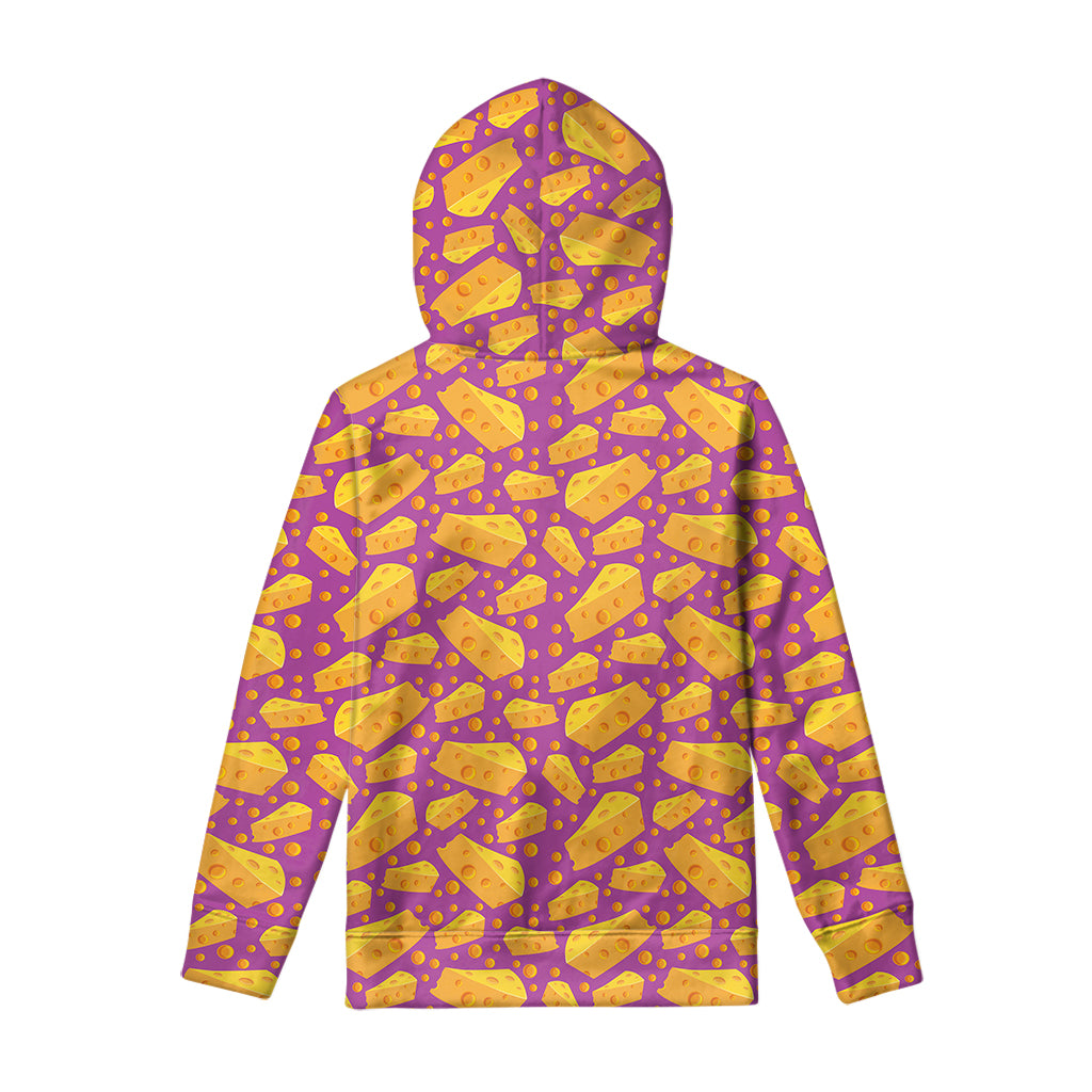 Purple Cheese And Holes Pattern Print Pullover Hoodie