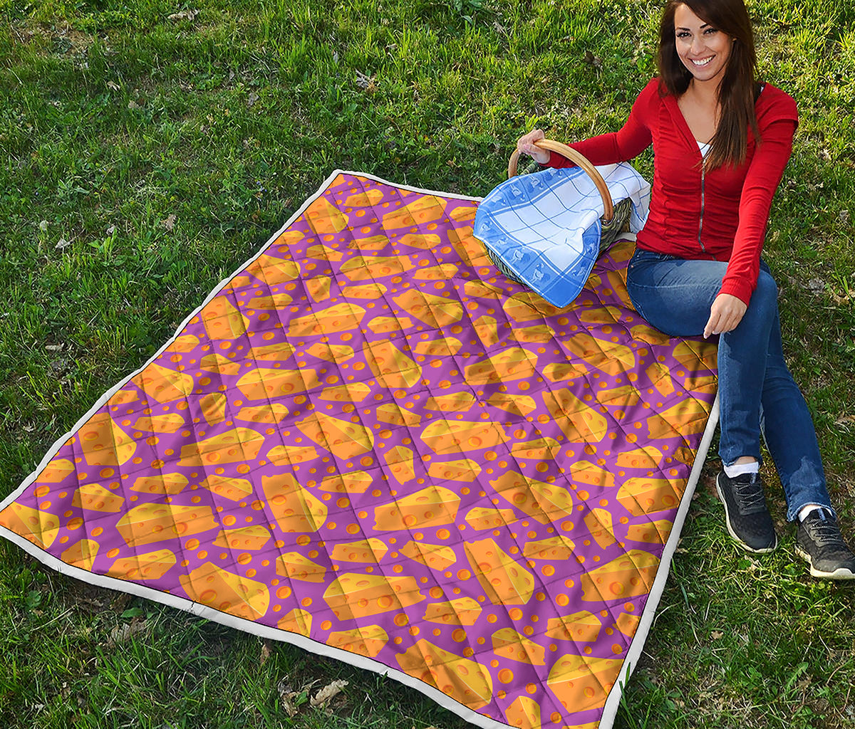 Purple Cheese And Holes Pattern Print Quilt