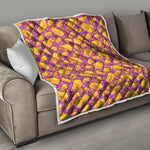 Purple Cheese And Holes Pattern Print Quilt