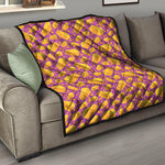 Purple Cheese And Holes Pattern Print Quilt