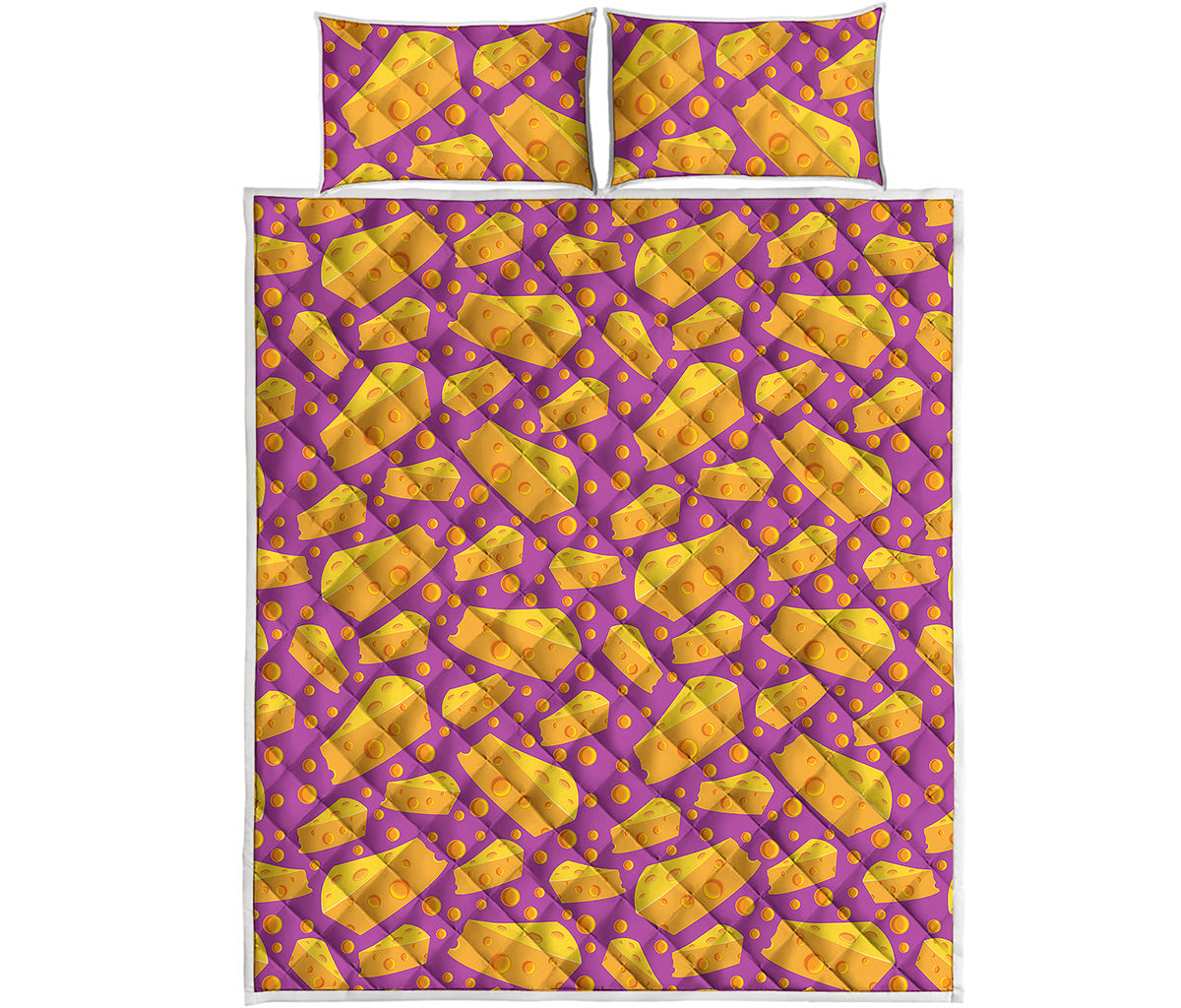 Purple Cheese And Holes Pattern Print Quilt Bed Set