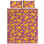 Purple Cheese And Holes Pattern Print Quilt Bed Set