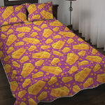 Purple Cheese And Holes Pattern Print Quilt Bed Set