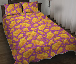 Purple Cheese And Holes Pattern Print Quilt Bed Set