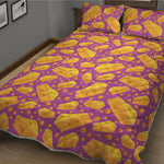 Purple Cheese And Holes Pattern Print Quilt Bed Set