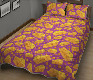 Purple Cheese And Holes Pattern Print Quilt Bed Set