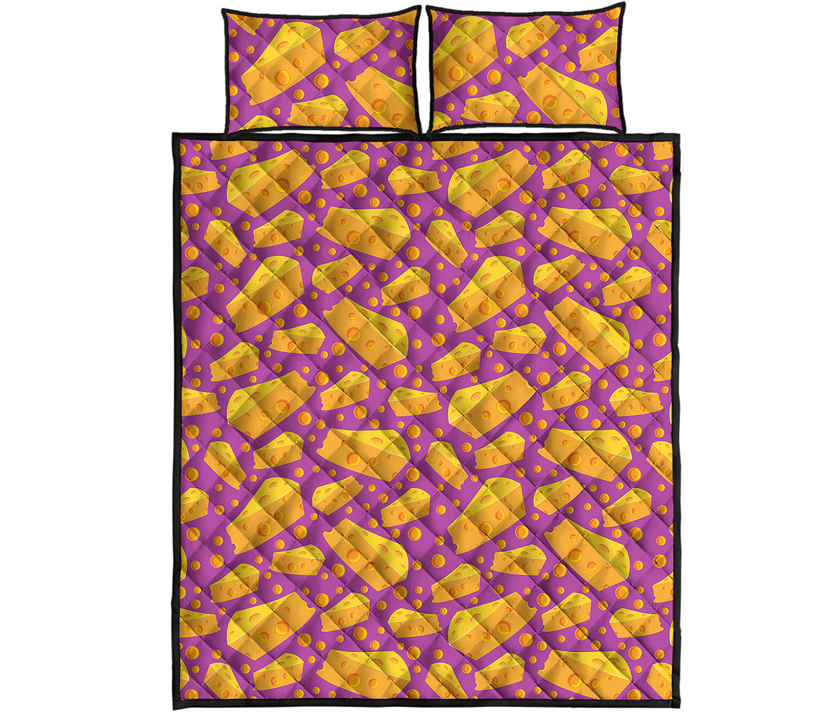 Purple Cheese And Holes Pattern Print Quilt Bed Set