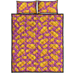 Purple Cheese And Holes Pattern Print Quilt Bed Set