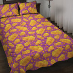 Purple Cheese And Holes Pattern Print Quilt Bed Set