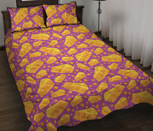 Purple Cheese And Holes Pattern Print Quilt Bed Set