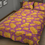 Purple Cheese And Holes Pattern Print Quilt Bed Set