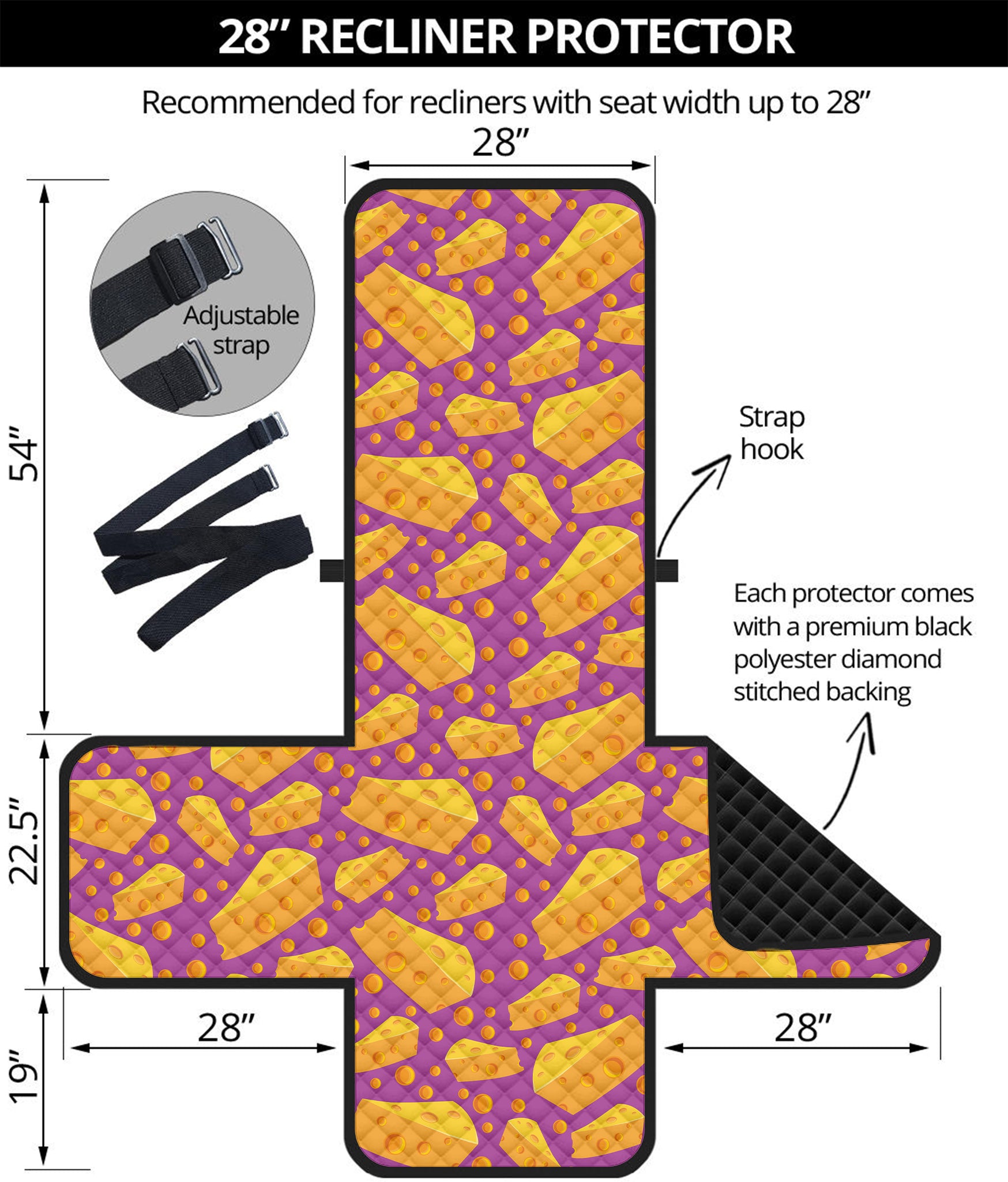 Purple Cheese And Holes Pattern Print Recliner Protector