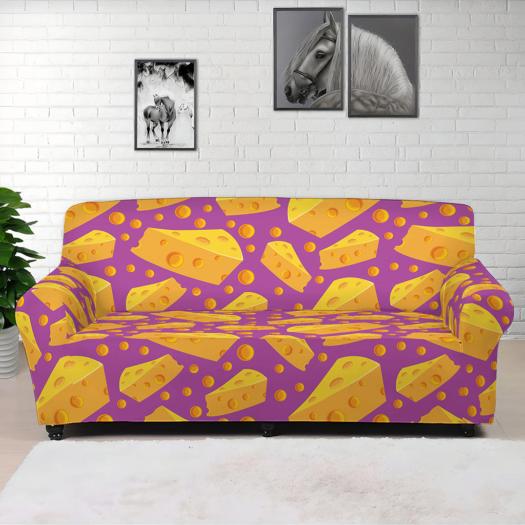 Purple Cheese And Holes Pattern Print Sofa Cover