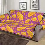 Purple Cheese And Holes Pattern Print Sofa Protector