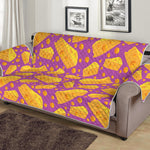 Purple Cheese And Holes Pattern Print Sofa Protector