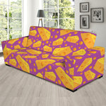 Purple Cheese And Holes Pattern Print Sofa Slipcover