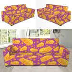 Purple Cheese And Holes Pattern Print Sofa Slipcover