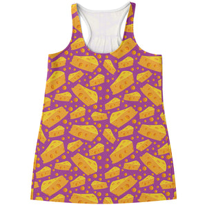 Purple Cheese And Holes Pattern Print Women's Racerback Tank Top