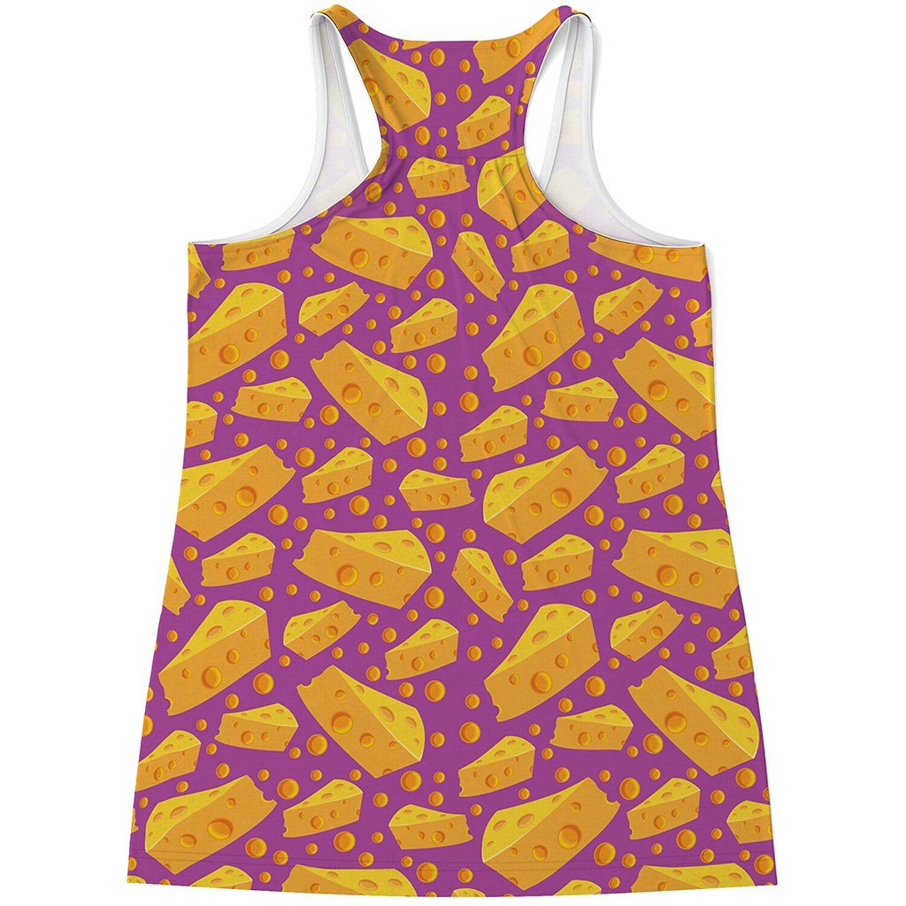 Purple Cheese And Holes Pattern Print Women's Racerback Tank Top