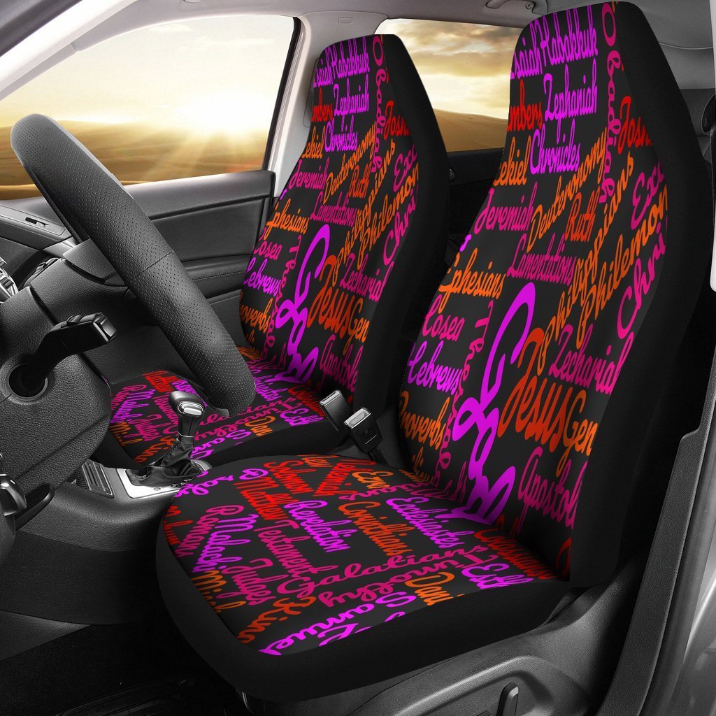 Purple Christian Text Universal Fit Car Seat Covers GearFrost