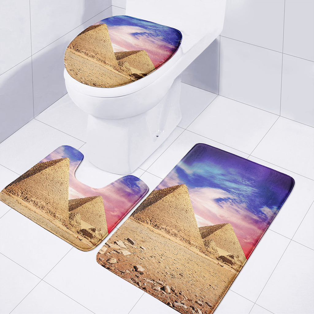 Purple Cloud Pyramid Print 3 Piece Bath Mat Set