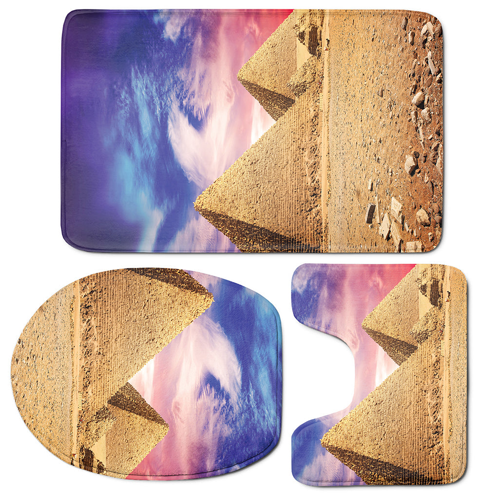 Purple Cloud Pyramid Print 3 Piece Bath Mat Set