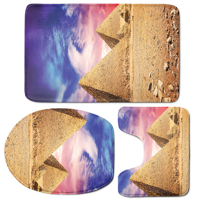 Purple Cloud Pyramid Print 3 Piece Bath Mat Set