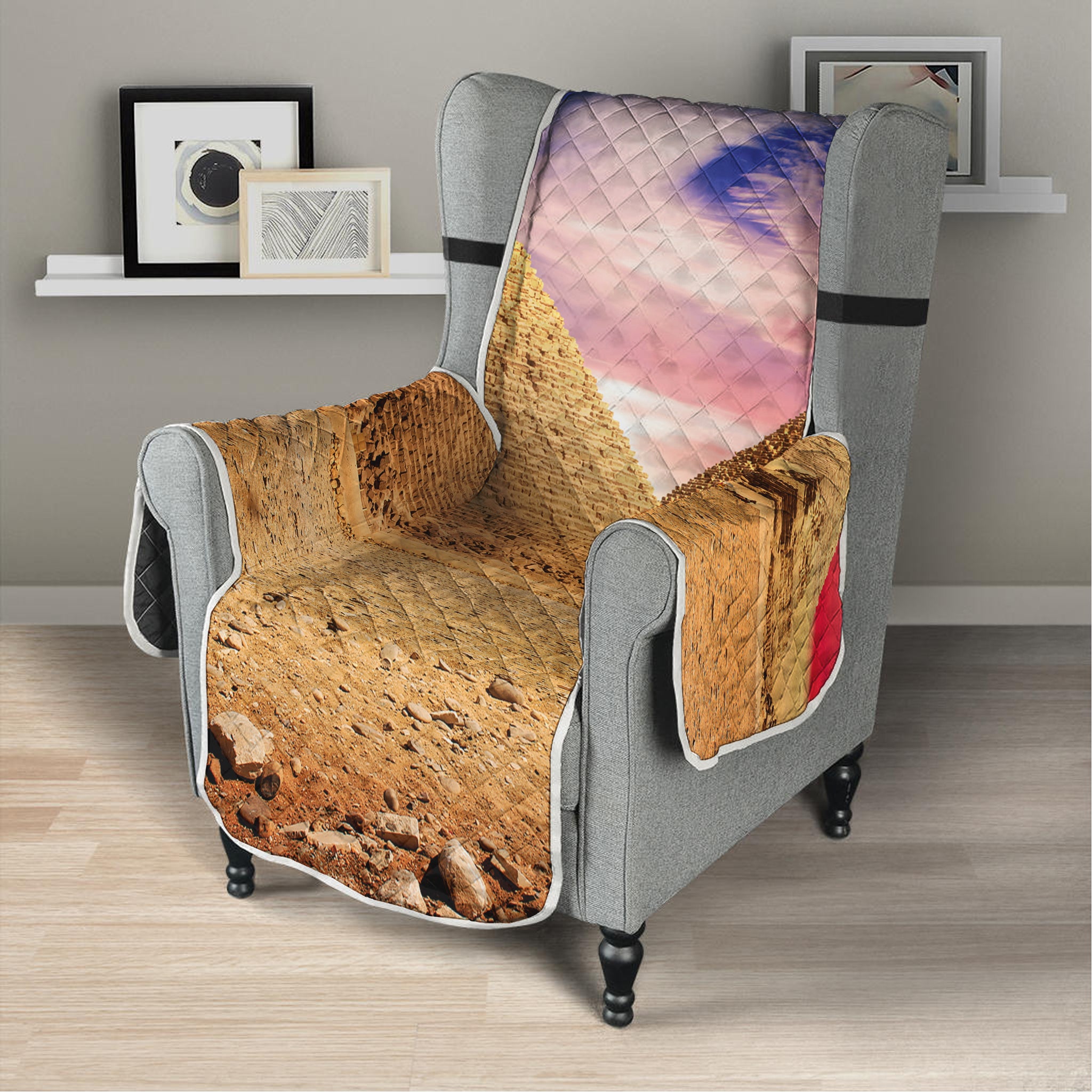 Purple Cloud Pyramid Print Armchair Protector